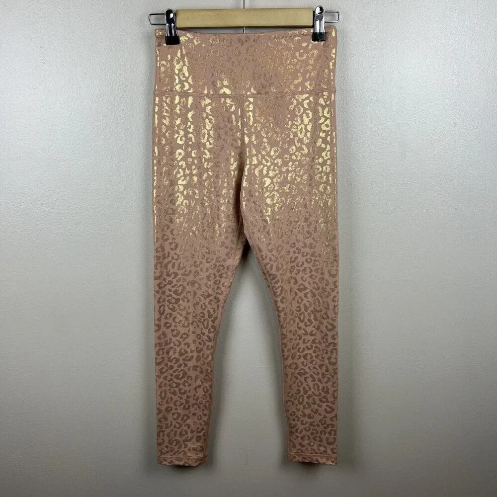 ZYIA Active Light n Tight Hi Rise 7/8 Leggings Size 4 Gold Leopard Athletic Gym